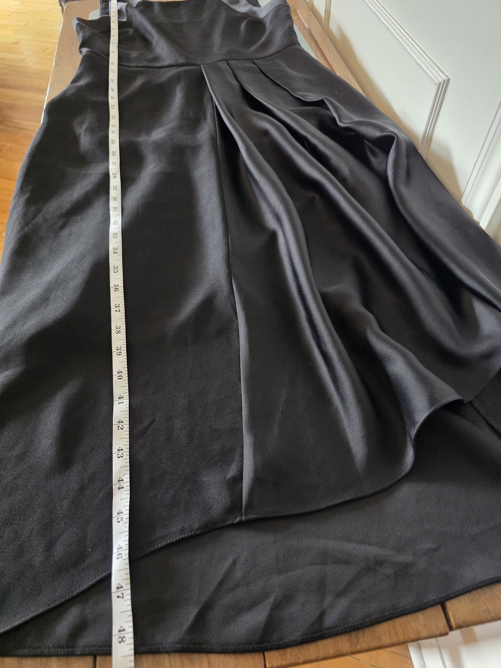 Banana Republic Black Sleeveless Asymmetric Drape Sateen Dress Gown Sz 6 formal - Picture 14 of 15